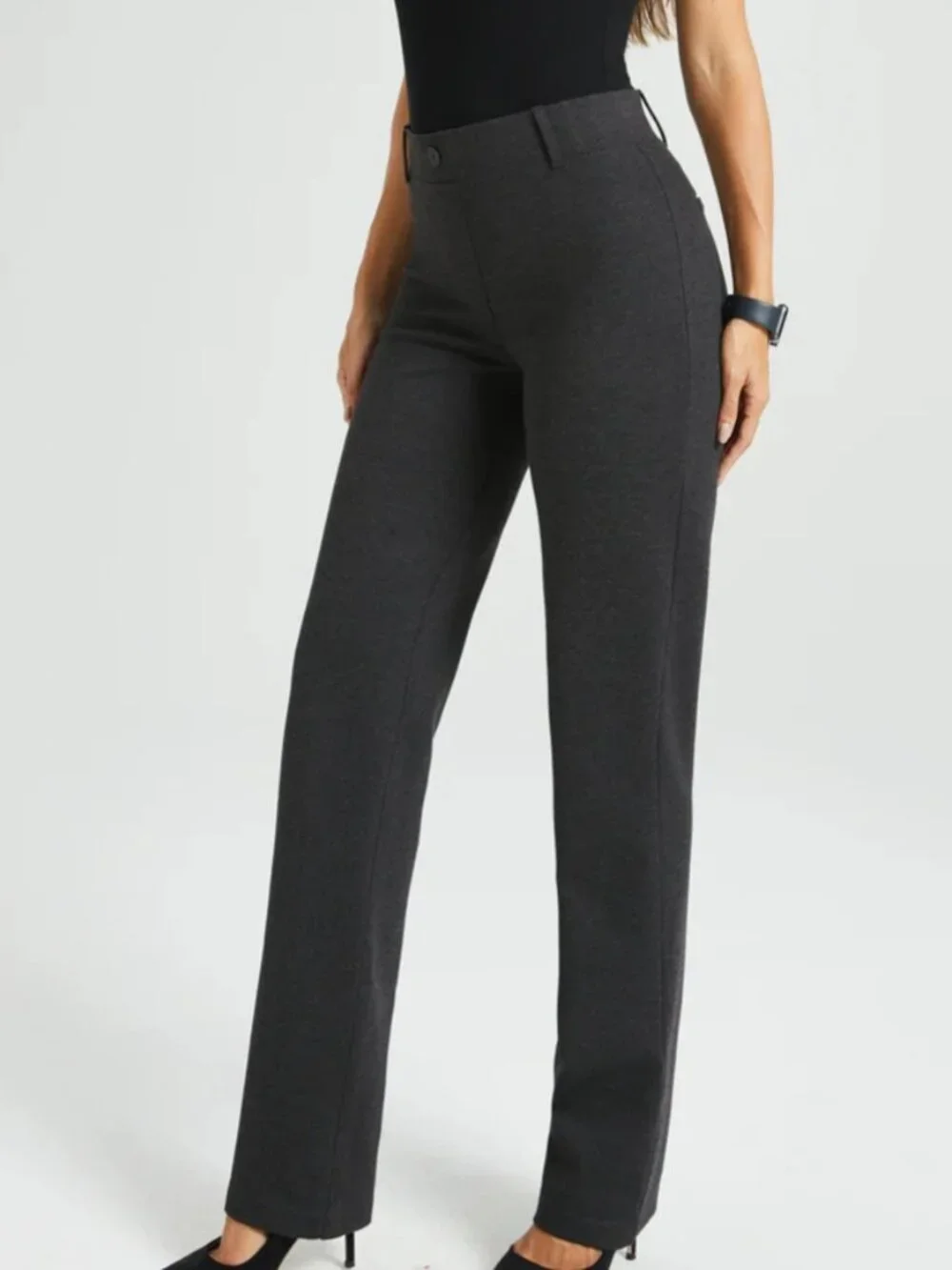 Betabrand Charcoal Straight Classic Dress Pant Yoga Pants XLarge Short Petite